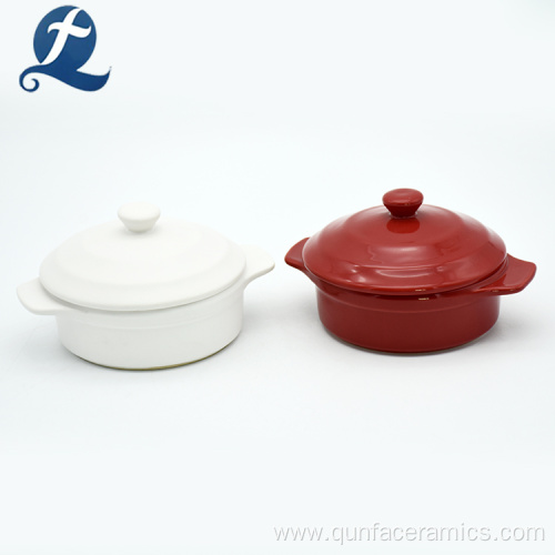 Color Glazed Round Ceramic Casserole